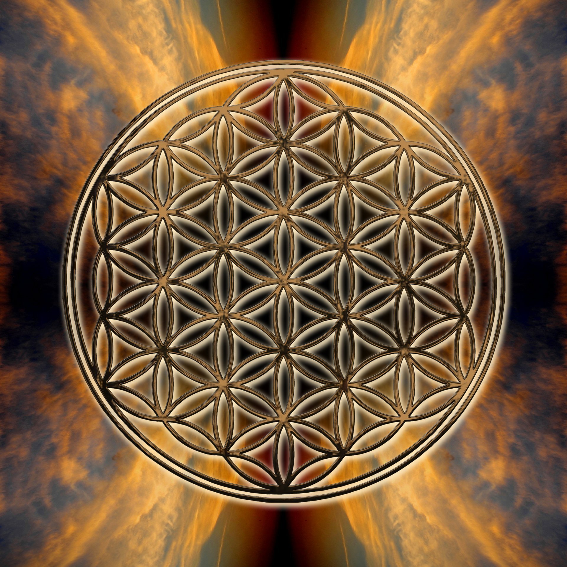 The Flower Of Life sacred geometry golden light